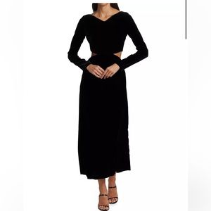 Rachel Comey Mast Cutout Waist Long Black Velvet Dress Size 0